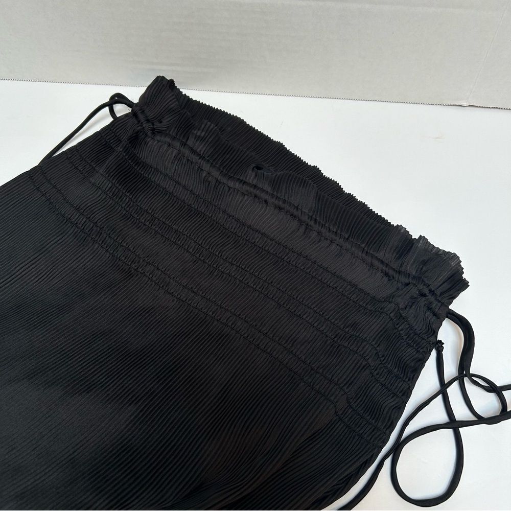 Rachel‎ Zoe Black Polyester Pleated Dress Drawstring Adjustable Sides size Small